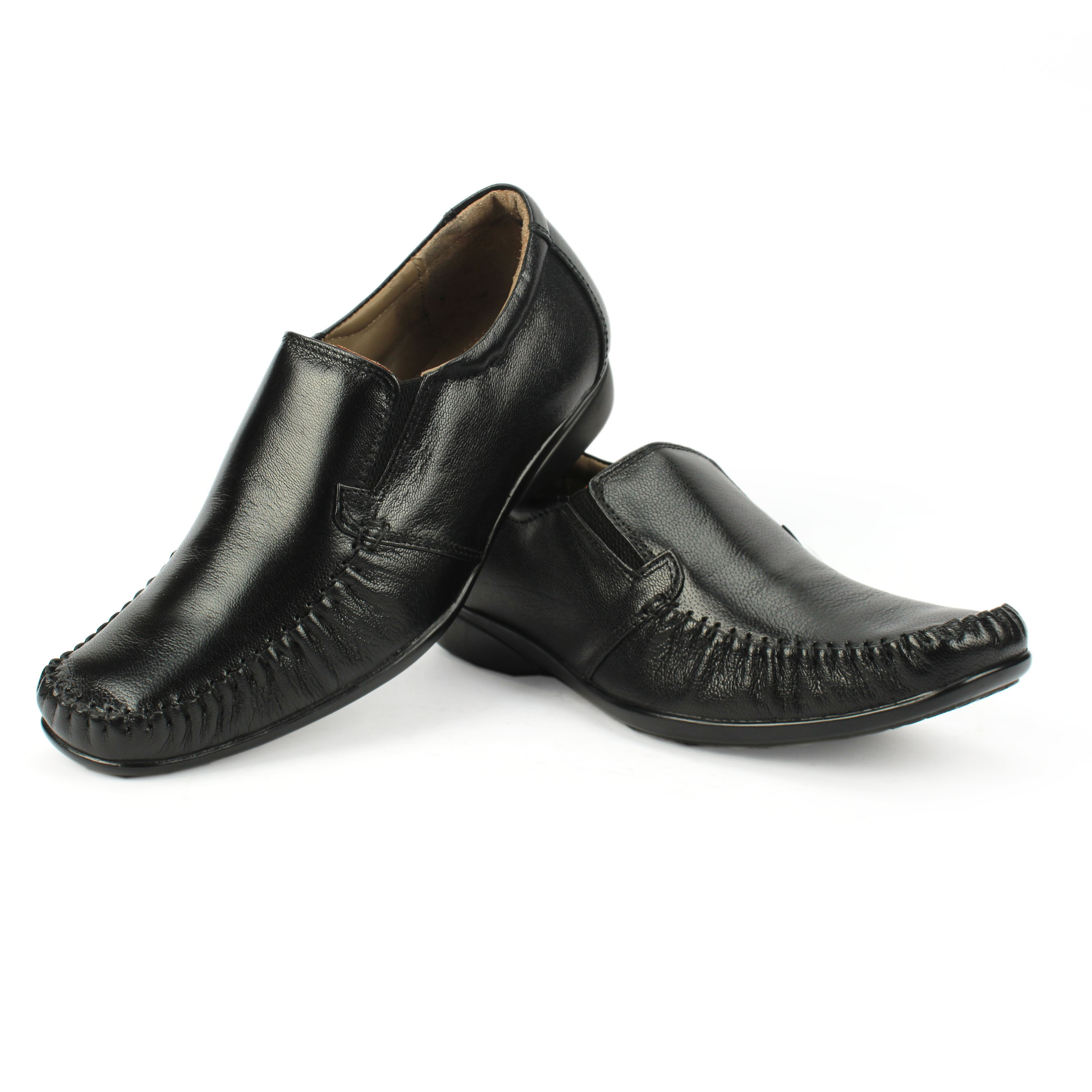 Black Formal Slip On Shoes For Men In Genuine Leather | Horex®