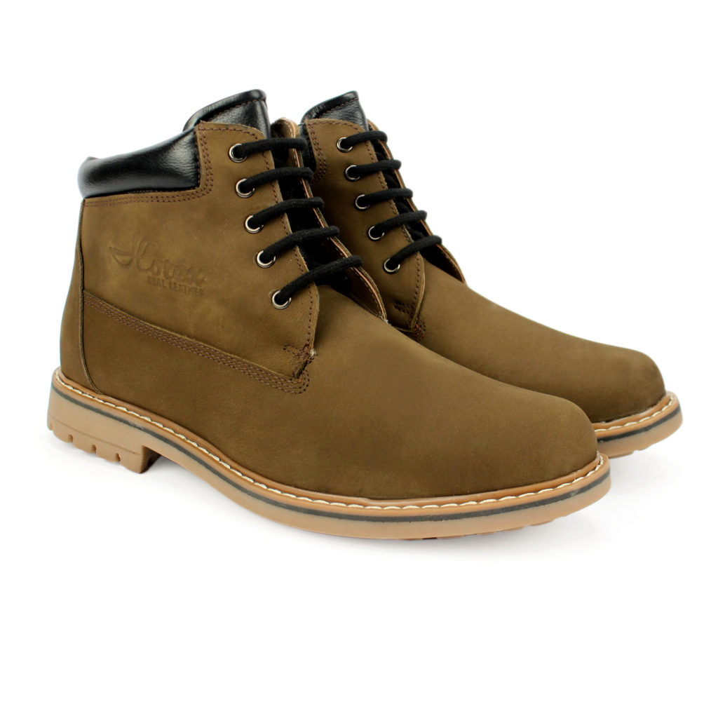 Article V107 ( Olive green leather boots for men ) Nubuck Horex.in