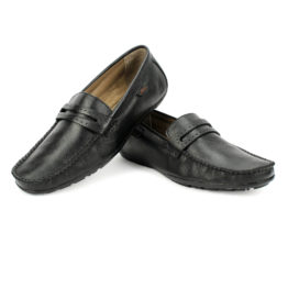 Horex black leather loafers for men
