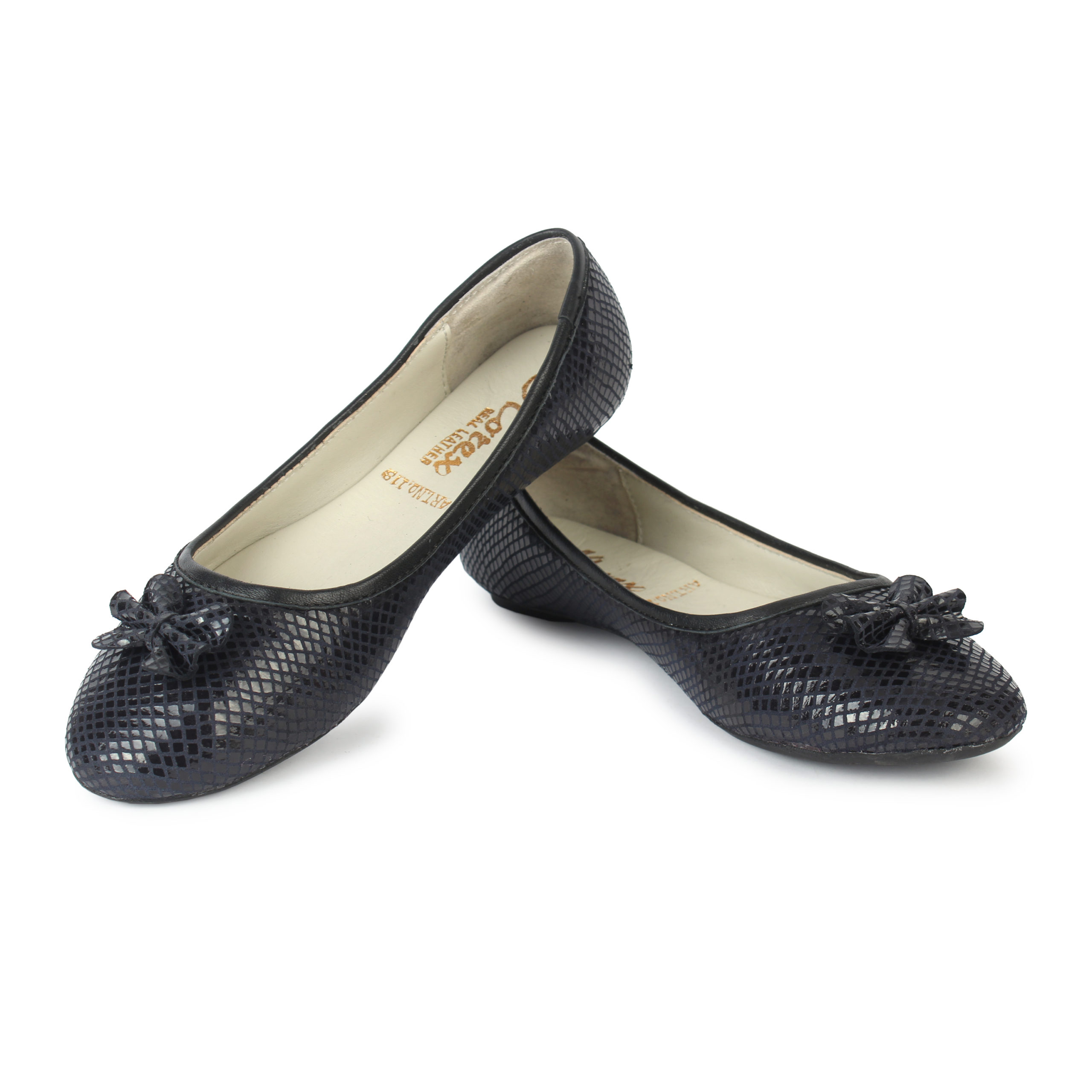 Blue Bellies For Women in Pure Leather Ballerina Flats Horex®