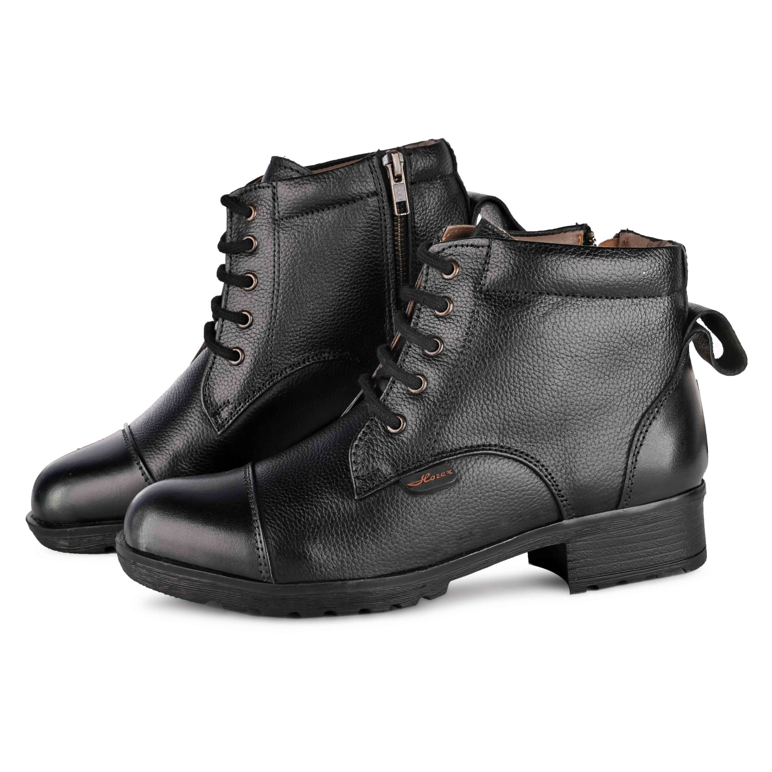 Women Police Shoes Black In Real Leather Police Boot Horex®