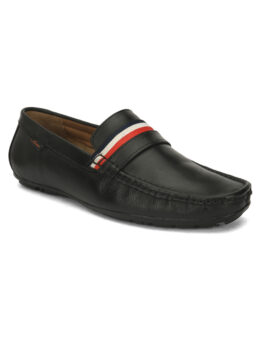 horex black leather loafers