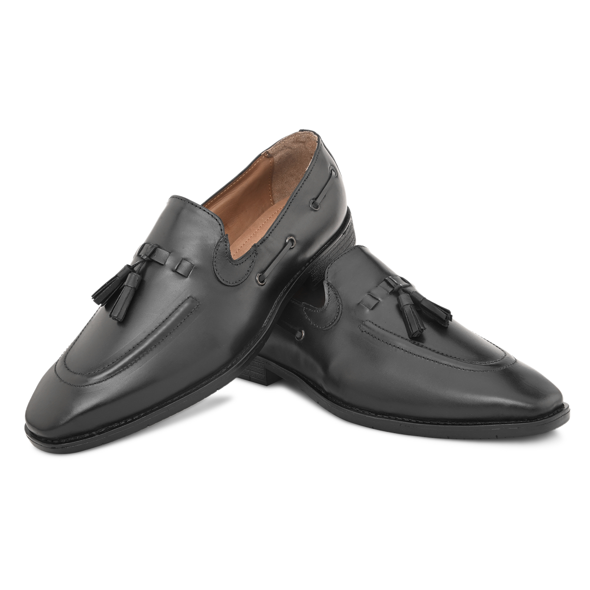 black tassel loafers